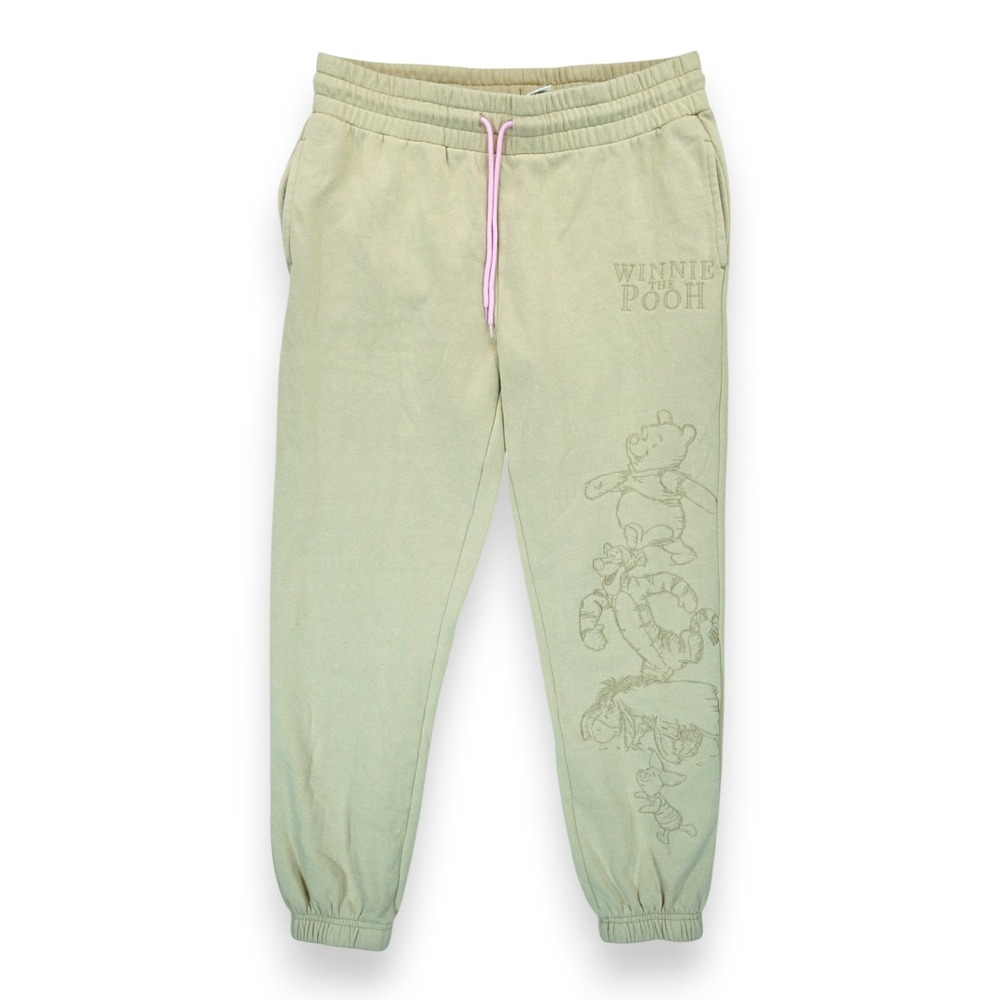Disney Winnie The Pooh Women's XL  Beige Sweatpants Tapered Ankle Embroidered